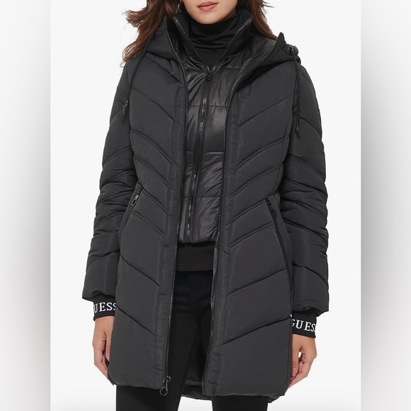 HP! Guess Mid Weight Quilted Puffer Jacket - Picture 4 of 9